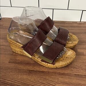 Vionic Pepper Dark Plum Leather Cork Women’s Wedges Size  8 Orthotic